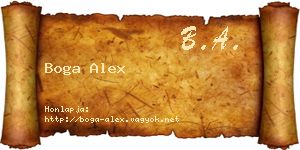 Boga Alex névjegykártya